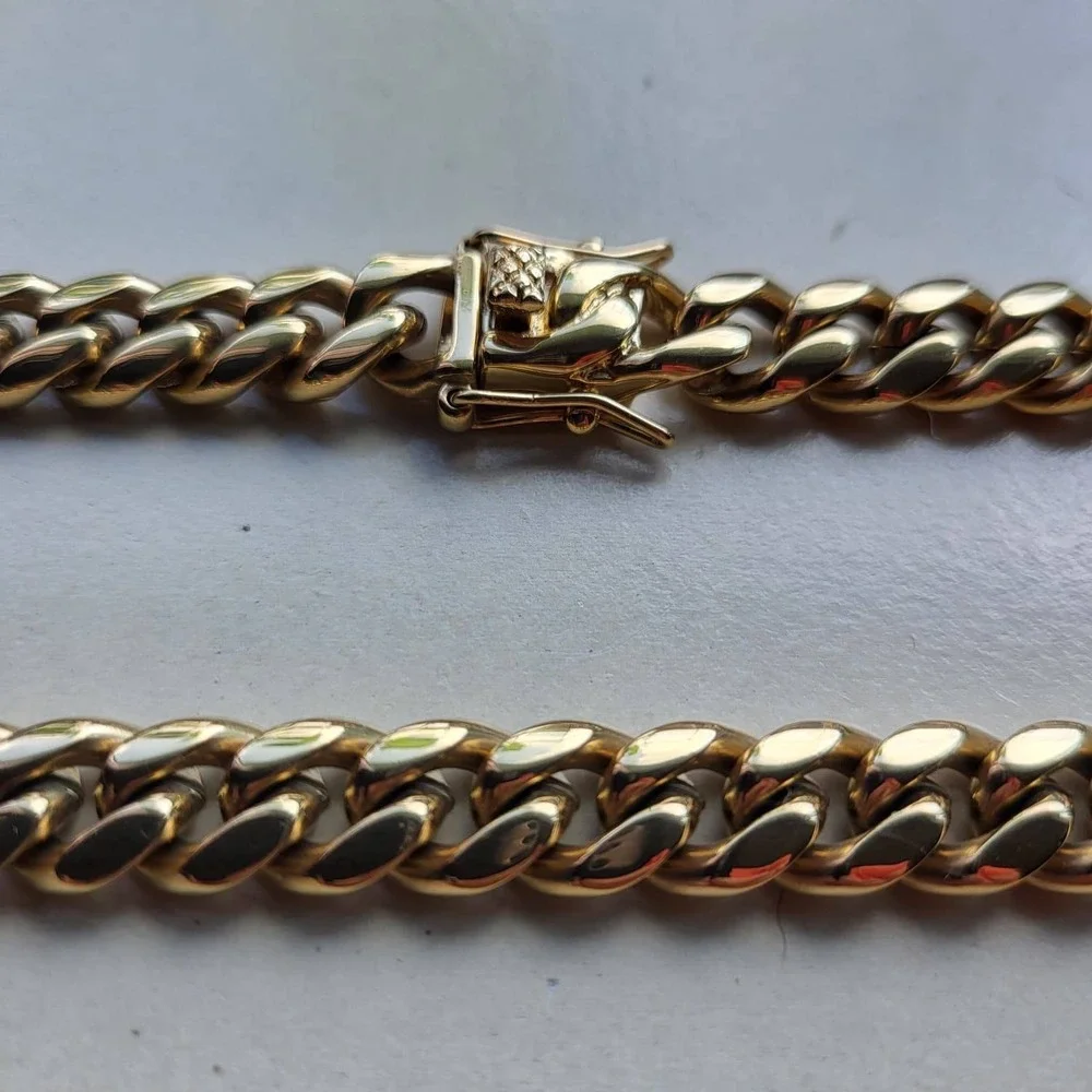 14K Gold Plated Stainless Steel Cuban Link Necklace 10mm Gold Chain